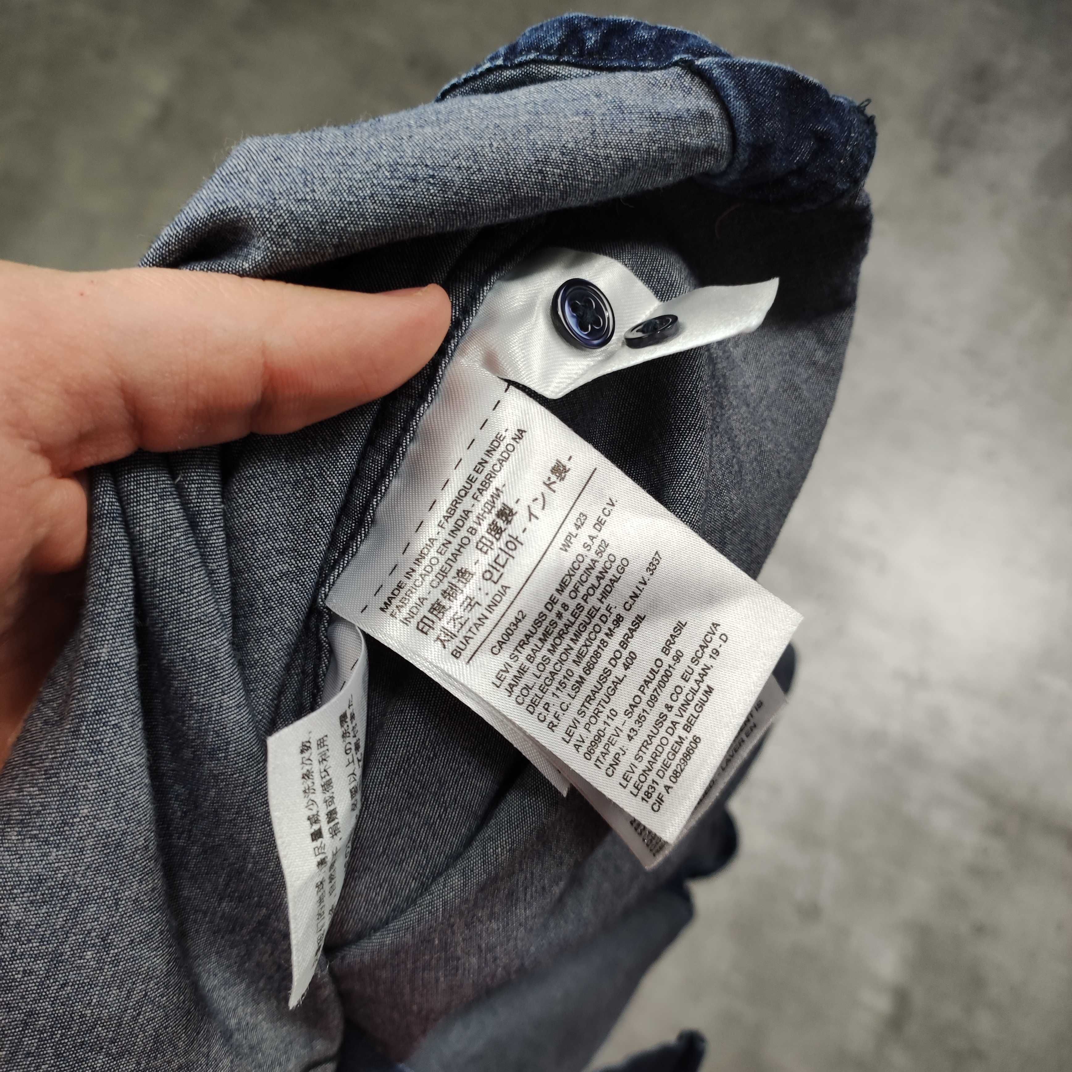 MĘSKA Elegancka Koszula Levis Efekt Jeansu Gładka Logo Klasyczna