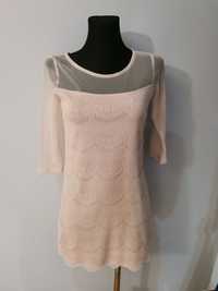 Sukienka ażurkowa Cutie nude blady róż pudrowy róż 100% poliamid
