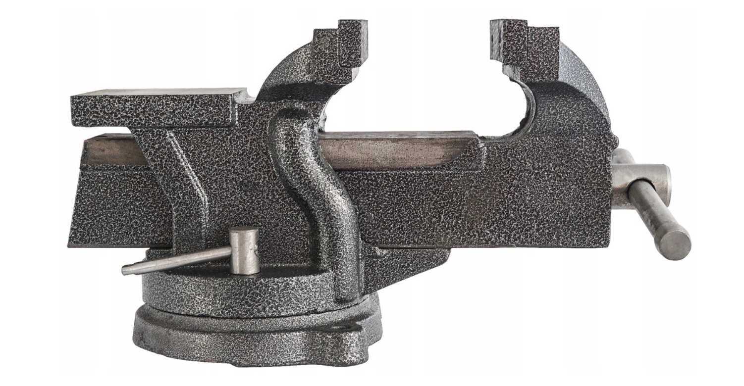 Solidne Imadło ślusarskie obrotowe 125mm, żeliwne, 8kg, z kowadłem
