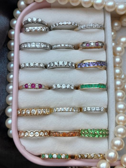 Rezerwacja R.17 Piękny Pierścionek Obrączka Szmaragdy Złoto 585 WYCENA