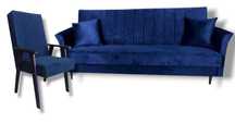 Sofa Kanapa z Fotelem Retro - różne kolory funkcja spania