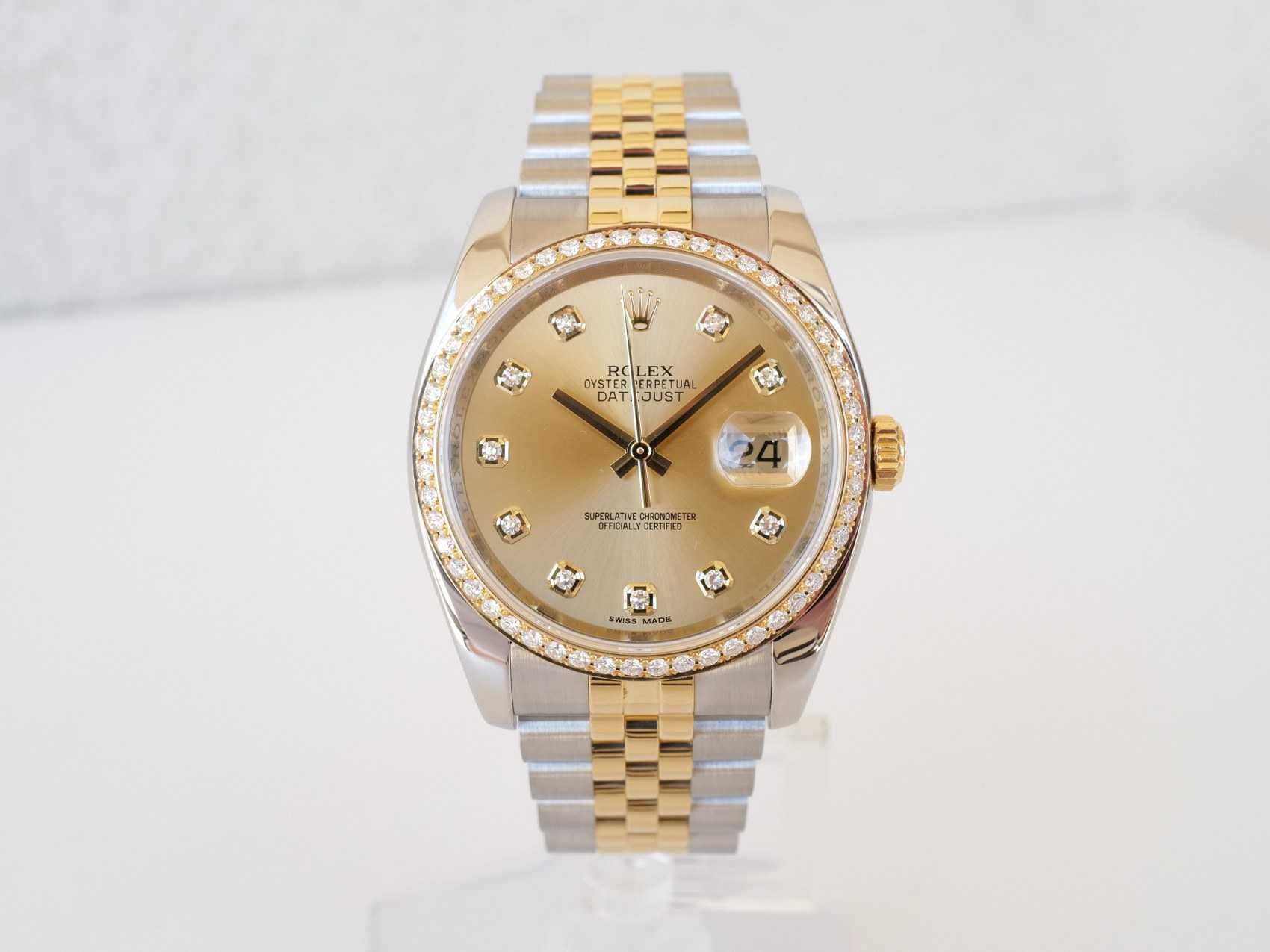 Rolex Datejust 36 Jubilee 18K Yellow Gold Champagne Diamond Dial Bezel