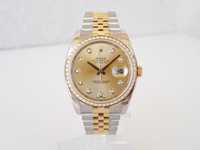 Rolex Datejust 36 Jubilee 18K Yellow Gold Champagne Diamond Dial Bezel