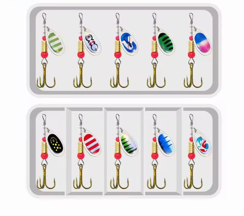 Błystki zestaw 10 szt szczupak, okoń w pudełku- wzór 1