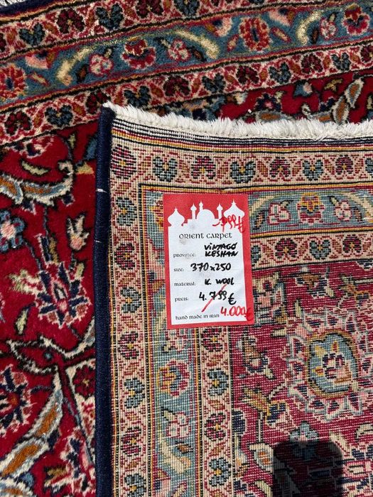 Dywan Perski R.Tkany Vintage Kaszmirowy Iran Keshan 370x250 gal.20 tyś