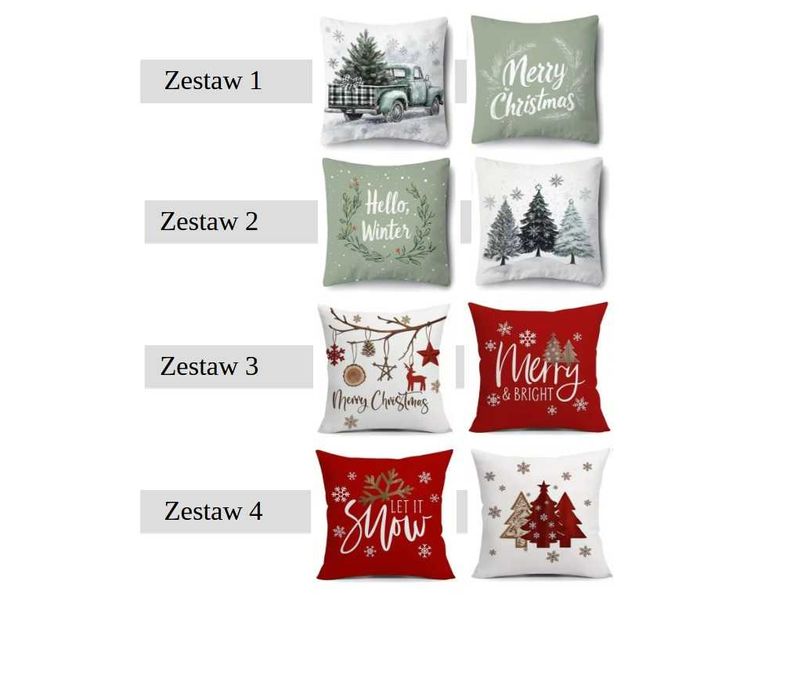 Świąteczne poszewki na poduszki, 45x45cm, Różne wzory, Szybka Wysyłka!