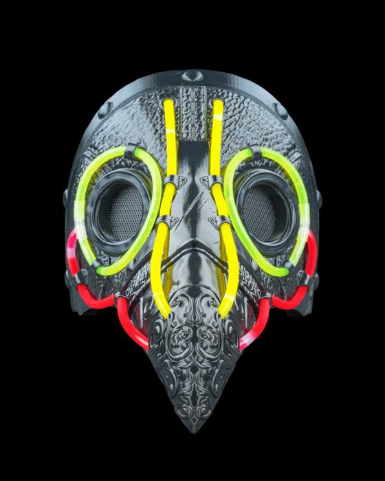 Maska "Cyber-Plaga" Neonowy Akcent na Halloween! Czarna