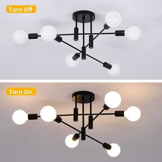 Jiinoo Lampa Sufitowa Sputnik w Stylu Vintage - 6-Punktowa