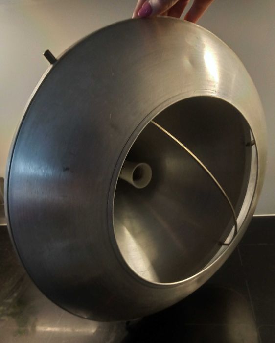 Efektowna metalowa lampa wisząca styl Loft zabytek PRl-u