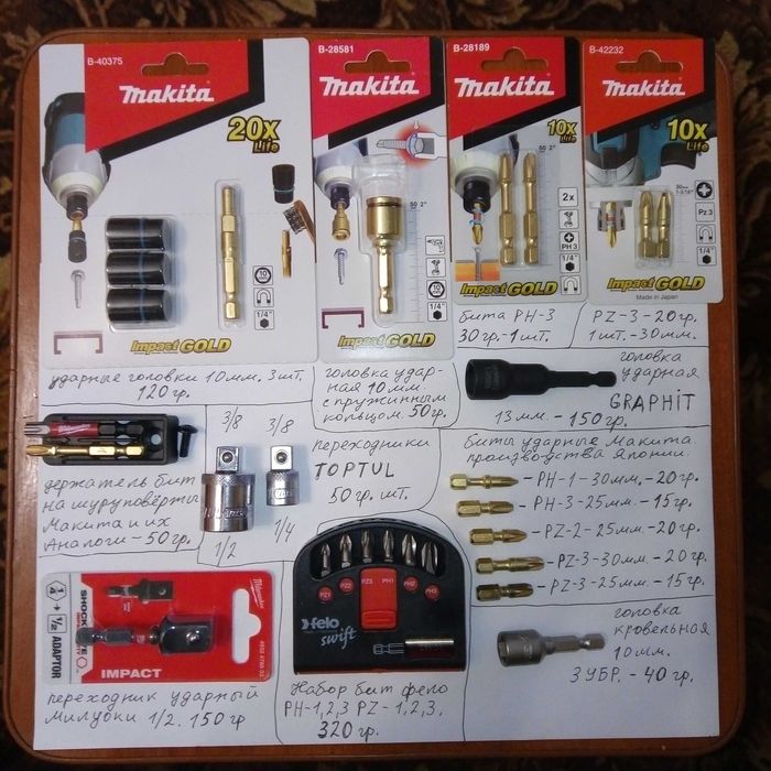 Набор бит битодержатель биты  шуруповёрта Makita Milwaukee Dewalt Wera