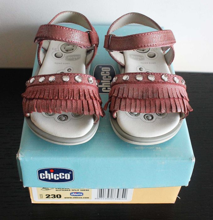 Sandálias de couro rosa Fuchsia de menina tamanho 23 da Chicco
