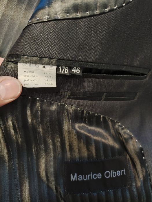 Garnitur slim Maurice Olbert - grafitowy w paski - 176cm