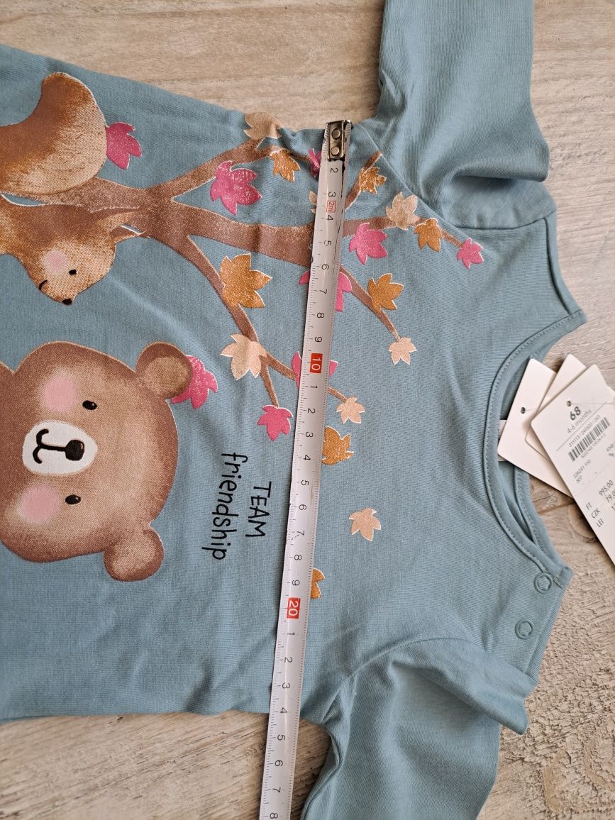 T-shirt/ bluzka niemowlęcą dł  rękaw,  Miś, wiewiórka - rozm 68