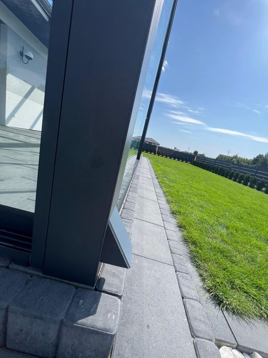 Ogród zimowy, zabudowy szklane , system przesuwny