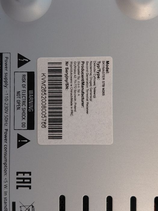 Dekoder Tuner DVB-T2 Skymaster STB M265