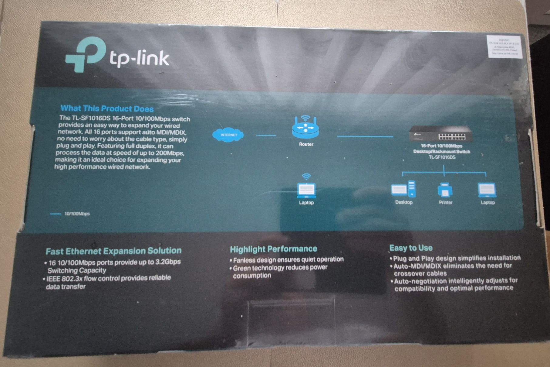 Switch TP-LINK TL-SF1016DS Fast Ethernet, 16 portów, Zarządzalny