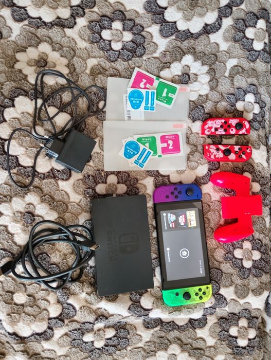 Nintendo Switch + додаткові Joycon + SD card 512 GB + 2 захисних скла