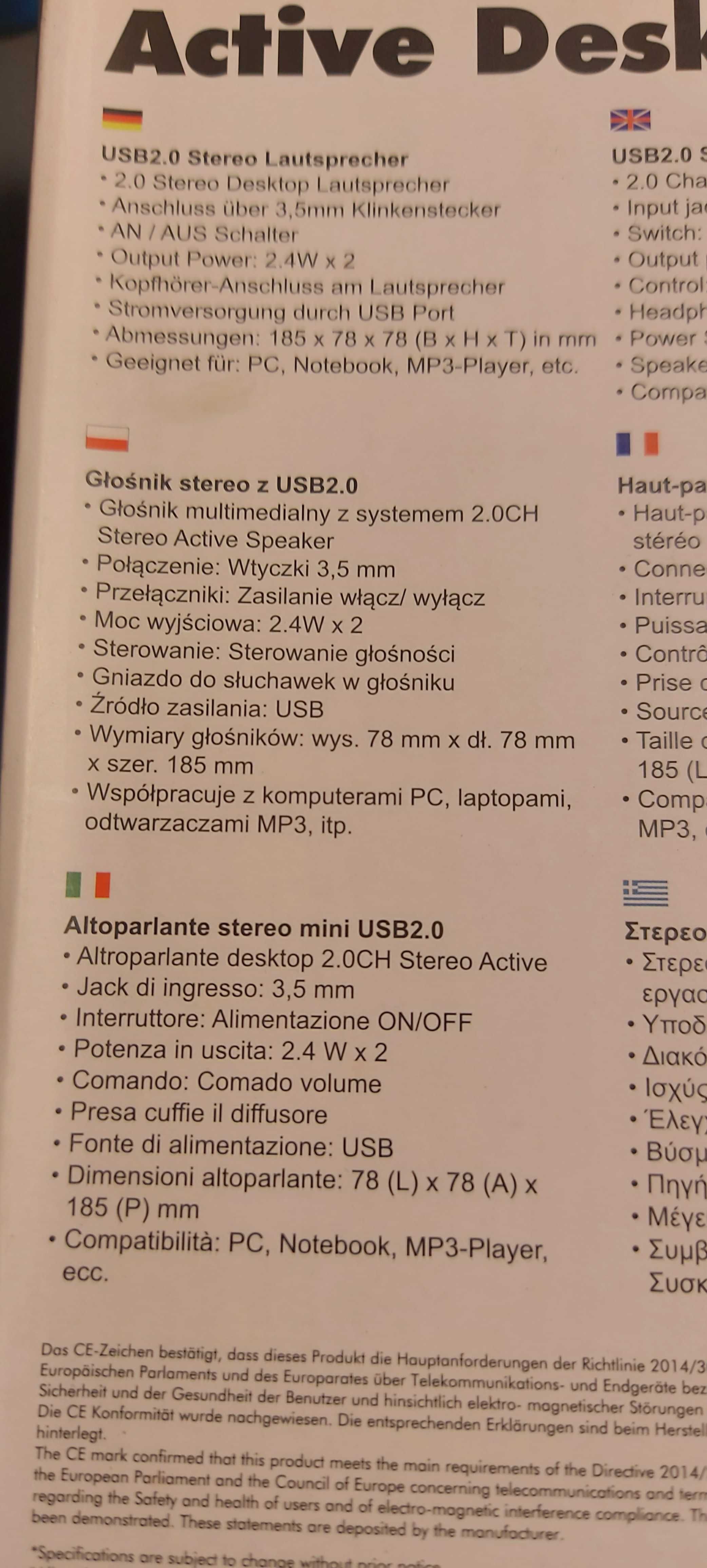 Głośniki Komputerowe LOGILINK 2X2,4W STEREO