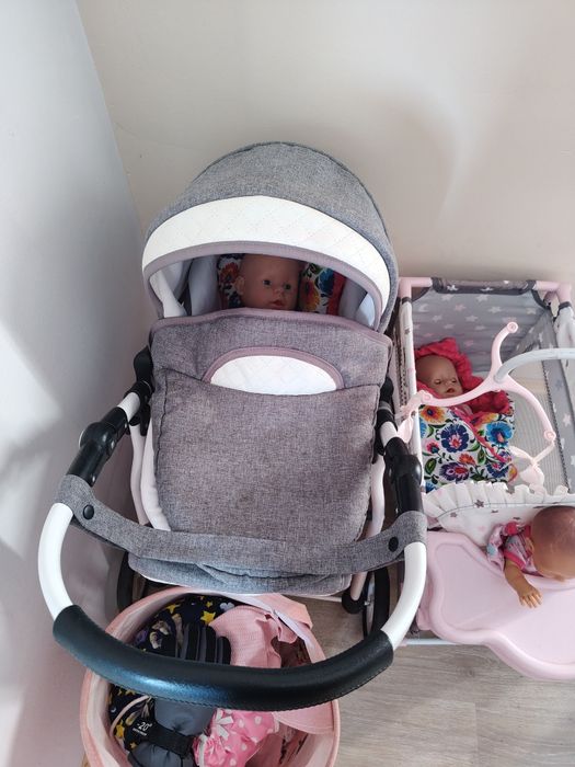 Lalki, wózek, łóżeczko, dodatki