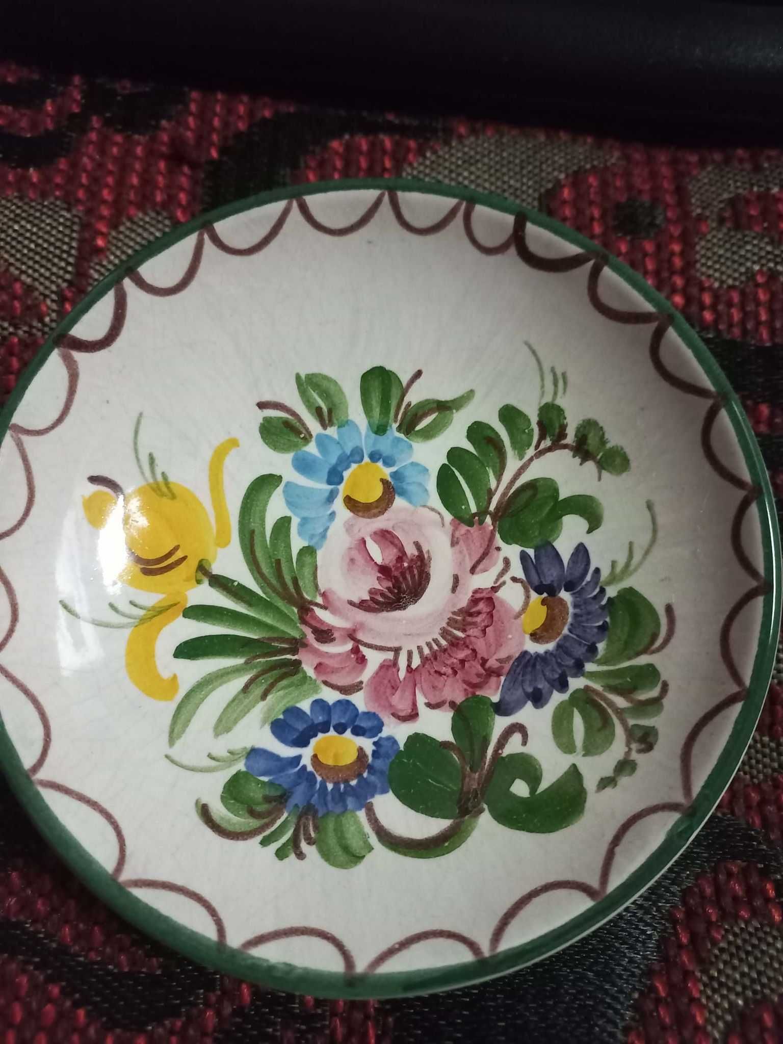 Винтажная ручная роспись цветочная тарелка от Ulmer Keramik
