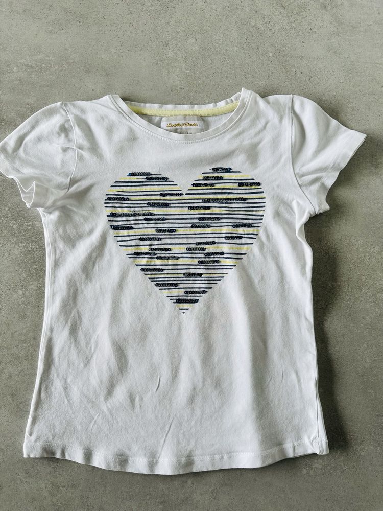 Smyk T-Shirt dziewczęcy koszulka bawełna rozmiar 140 serce!