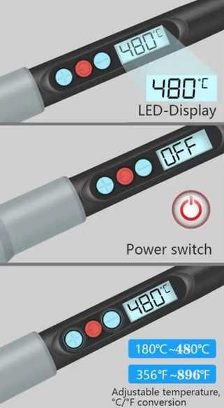 Паяльник 90W, Набор для пайки, Паяльниик в кейсе, Паяльник с дисплеем.