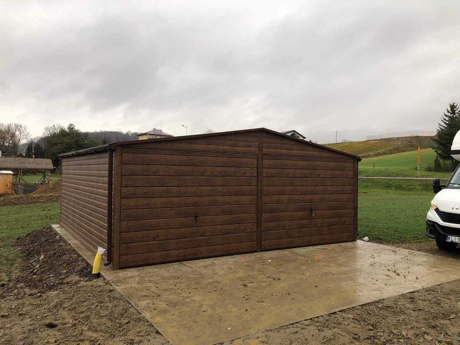 Garaż blaszany drewnopodobny 6x5.80, 6x6 konstrukcja profil Producent