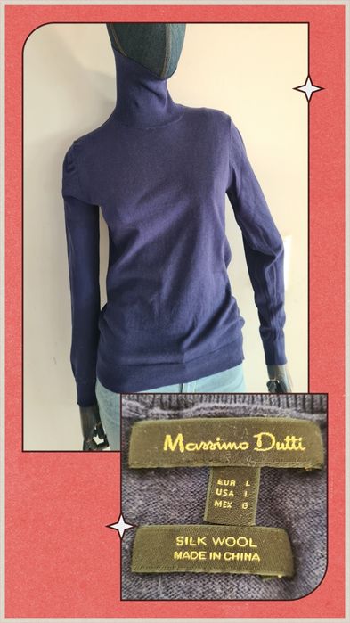 Golf Massimo Dutti.  Wełna i Jedwab. Rozmiar L / M. Granatowy