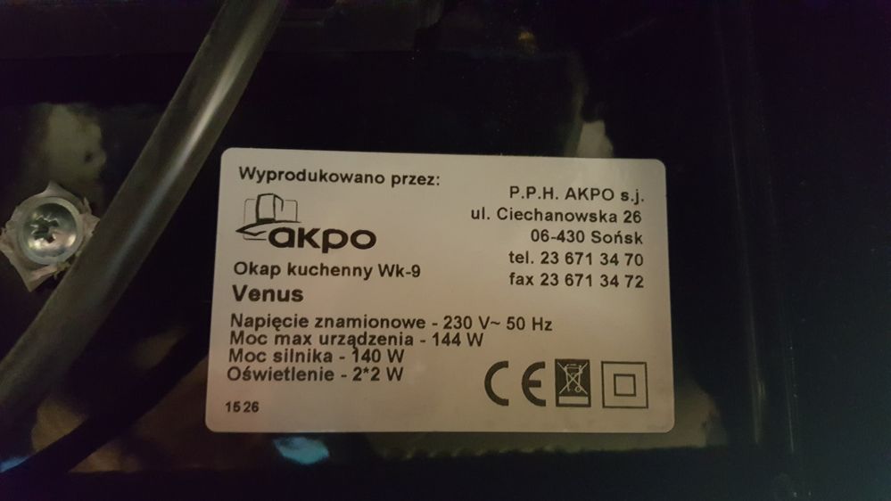 Sprzedam Okap Akpo WK-9 Venus