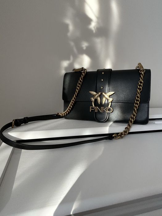 Torebka PINKO oryginalna skóra naturalna złoty łańcuszek