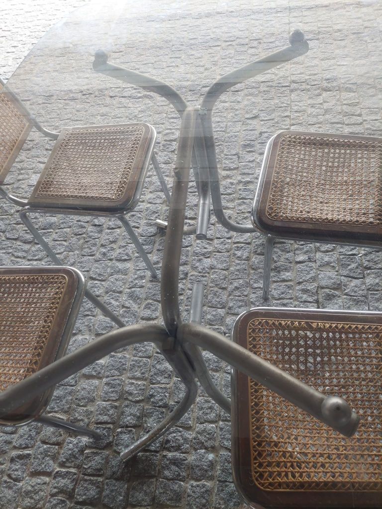 Mesa vidro com 4 cadeiras