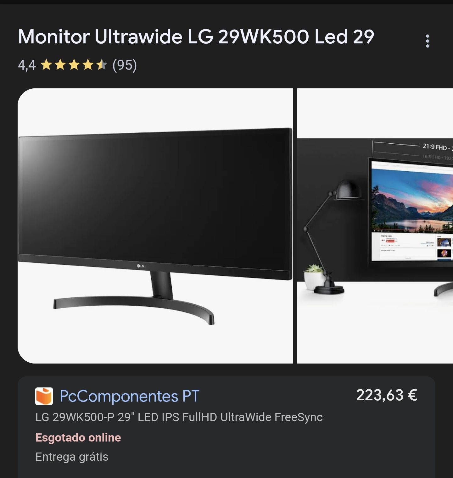 2 Monitores UltraWid LG 29" 21:9 Full HD IPS com Screen Split 2.0