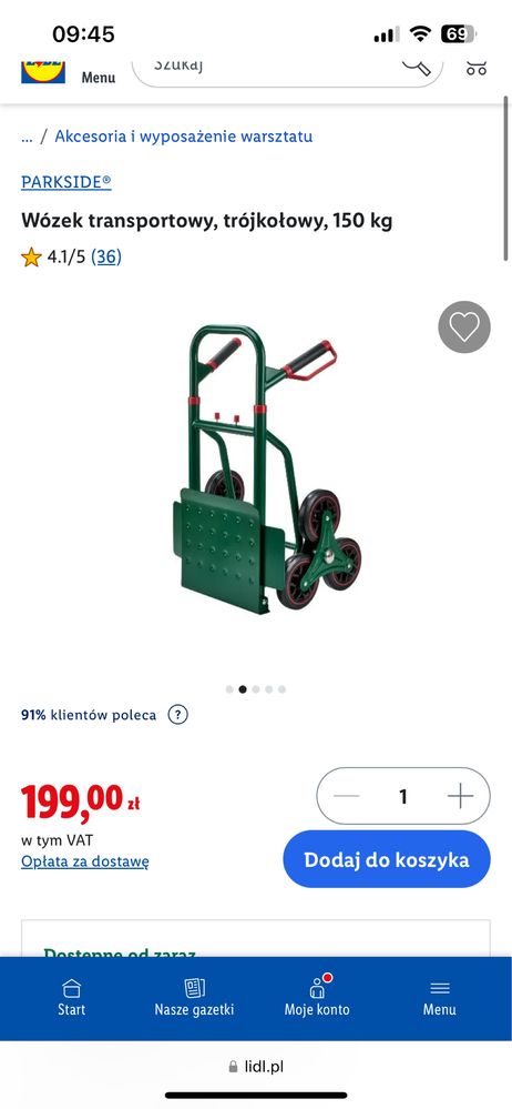 wózek transportowy trójkołowy