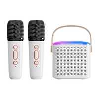 Kit Karaoke 2 microfones e coluna rgb Y1 NOVO