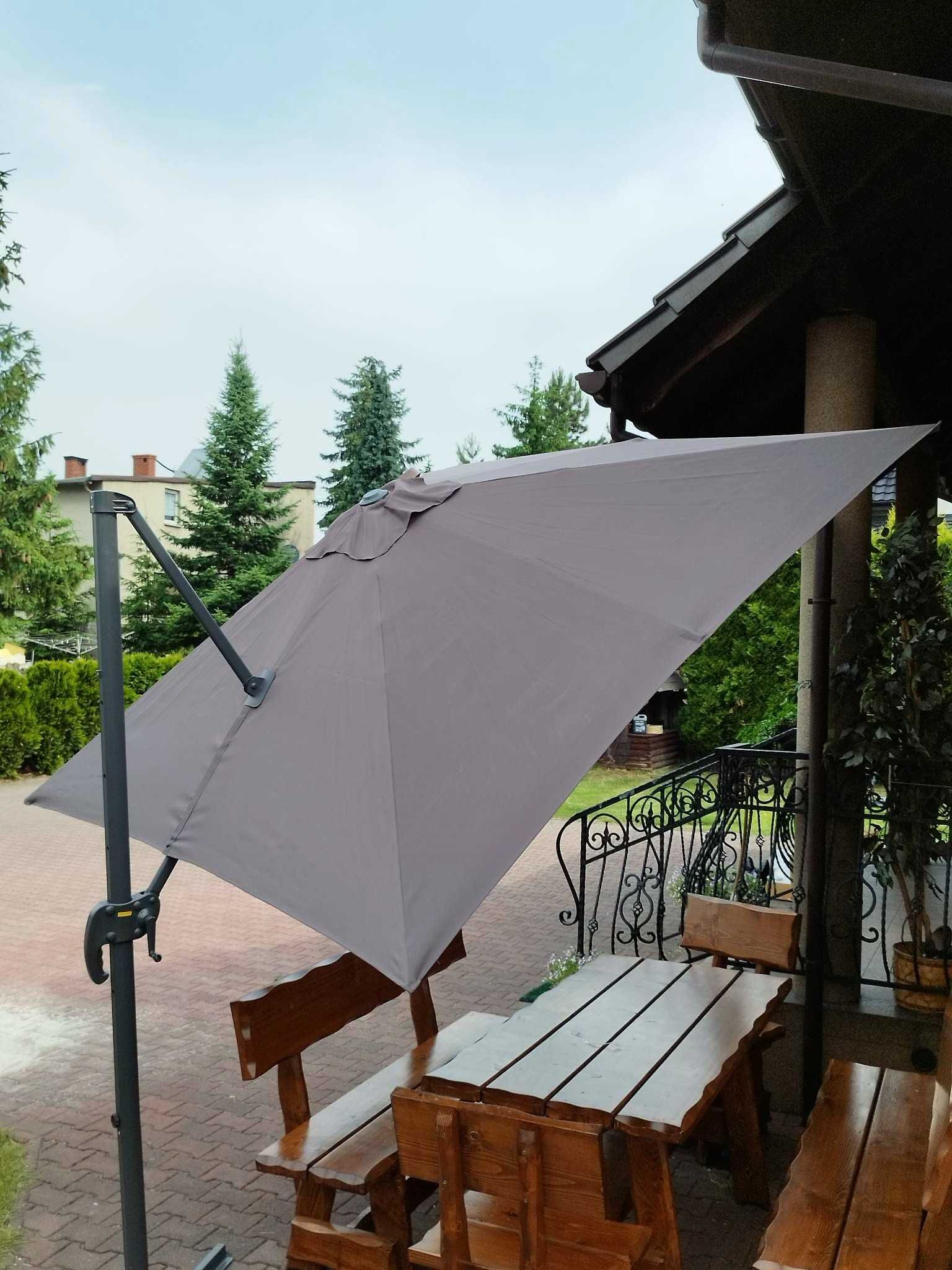 Parasol ogrodowy brązowy 360 stopni Mini Roma 250x250 cm + pokrowiec
