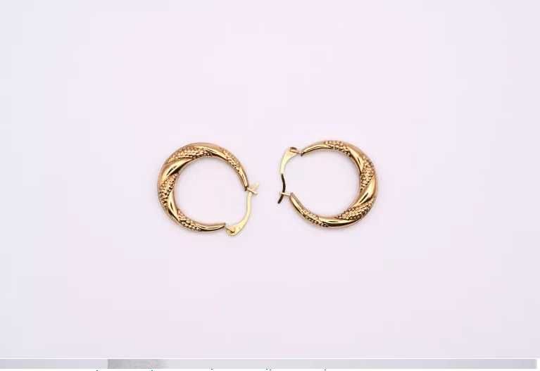 ZB347 Ciekawe, wygodne i lekkie kolczyki kółeczka 375 ze wzorkiem