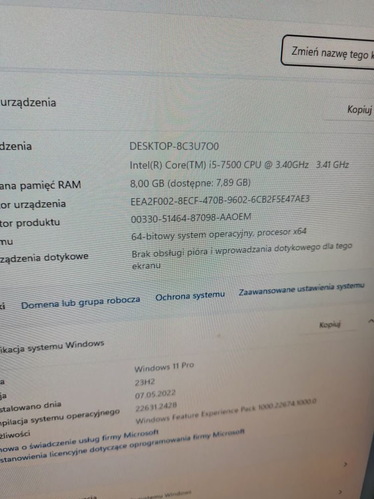 Komputer Dell sff i5-7500 ddr4 16gb 256/512gb DVD-RW wifi BT Win11 GW