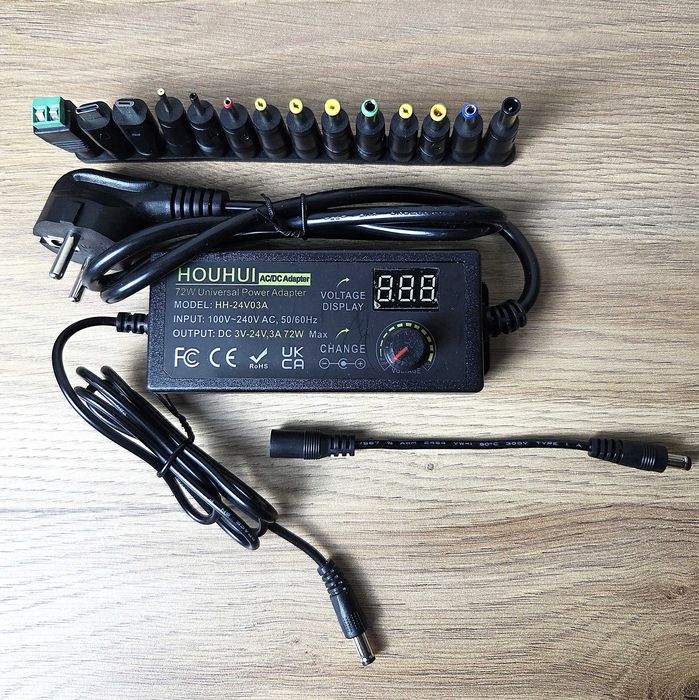 Regulowany zasilacz sieciowy 3A 72W 3-24 V wskaźnik napięcia LED