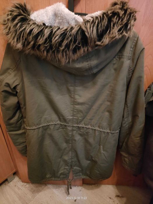 Taelly Weily_Kurtka zima_Parka/ Midi_Kaptur_Zieleń/ Khaki_S/ M_Okazja