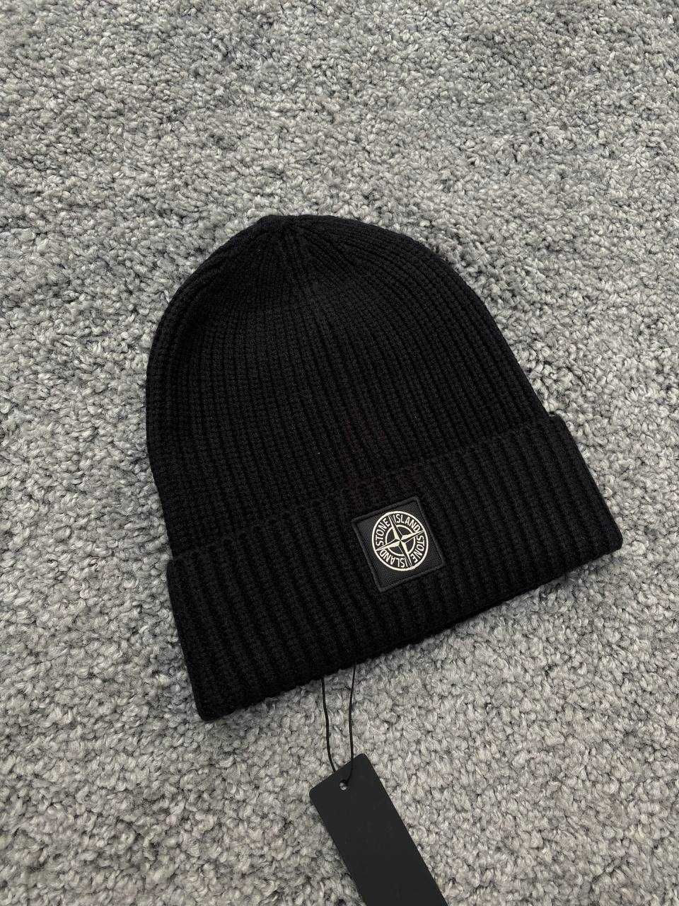 Шапка Stone Island Patch Program Cotton Черная ОРИГИНАЛ