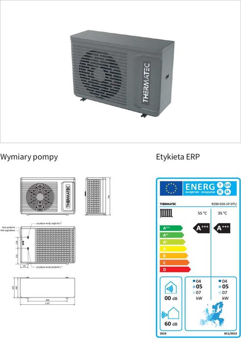 Pompa ciepła Thermatec 5kW R290 monoblok