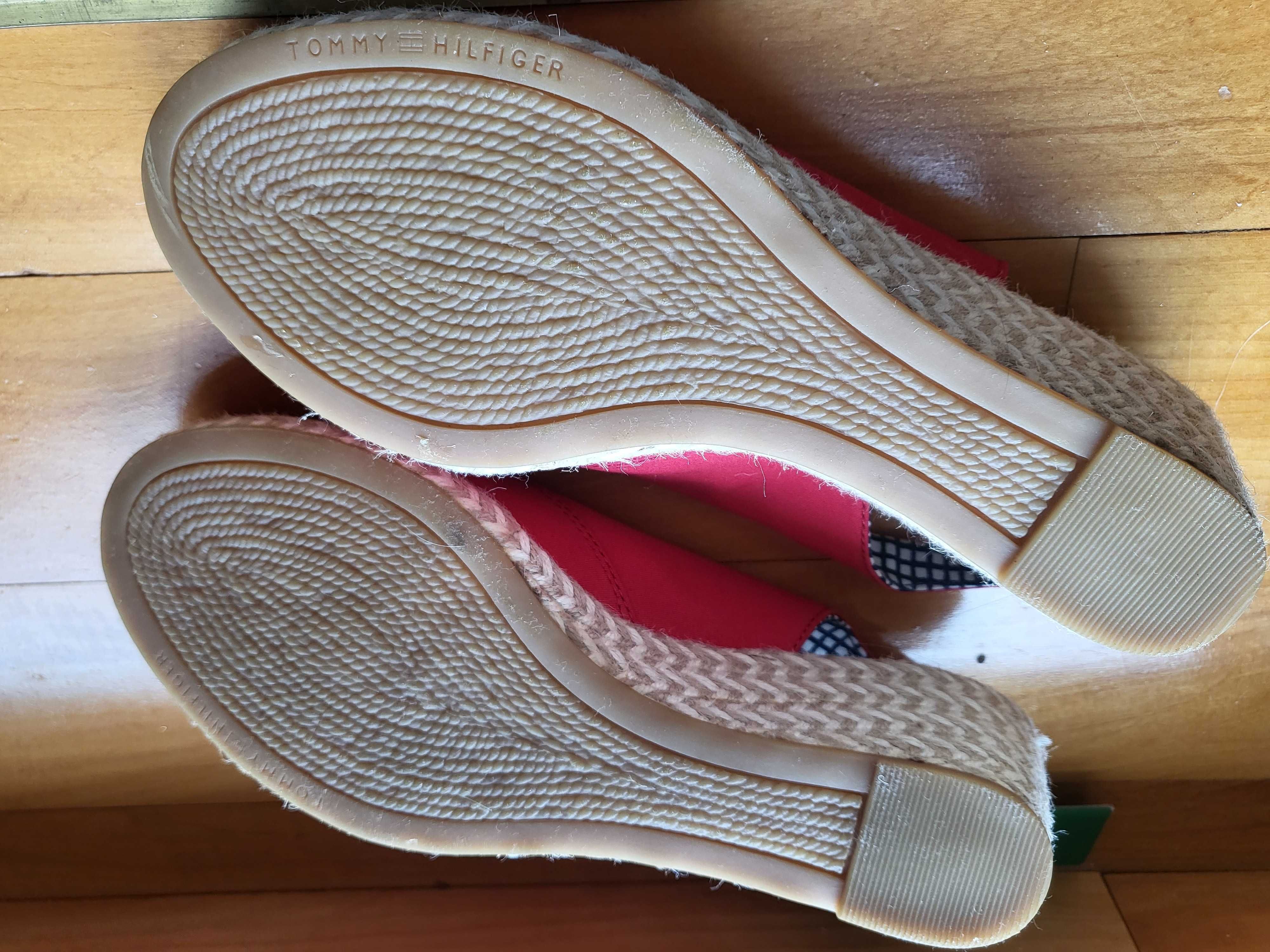 Tommy Hilfiger nowe 39 buty koturny espadryle czerwone