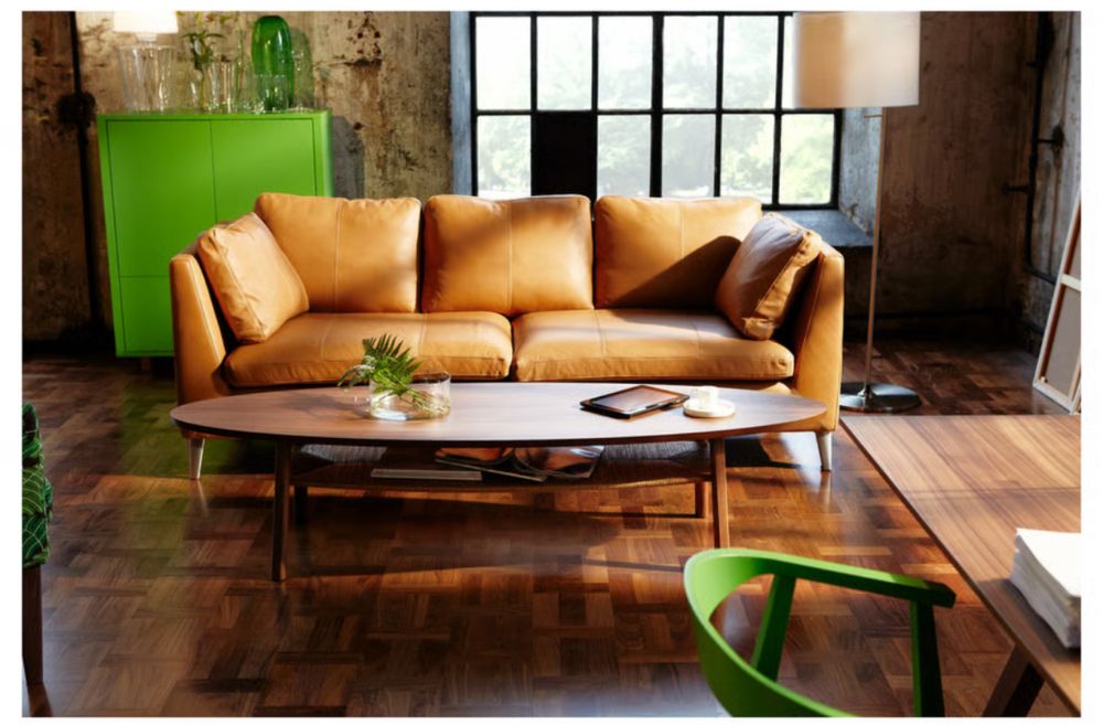 STOCKHOLM Mesa de centro, chapa de nogueira, 180x59 cm