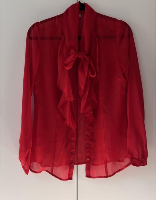 блуза прозора з воланами, червона, s.Oliver