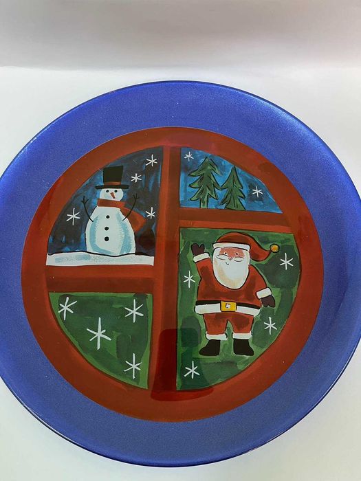 Тарілка новорічна велика, блюдо, скло, Італія