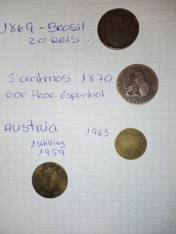 4 moedas estrangeiras antigas