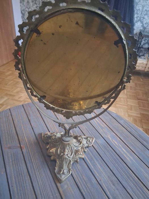 Antyczne lustro stojące pokojowe francuskie art nouveau duże zdobione