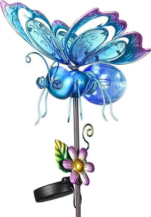 Dekoracja Ogrodowa, 107 cm Duży Szklany Motyl na Światło Słoneczne