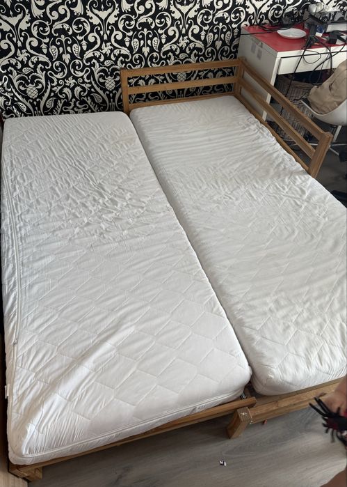 Łóżko Ikea rozkladane rozsuwane 80x200 lub 160x200 sosna materace
