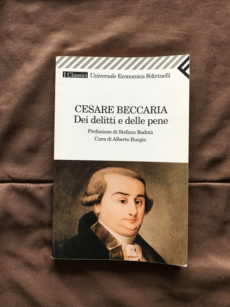 Livro “Dos delitos e das penas”, de Cesare Beccaria (edição italiana)